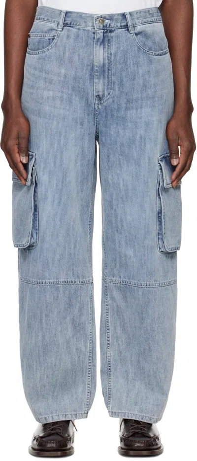 Solid Homme Blue Cargo Jeans In 741l