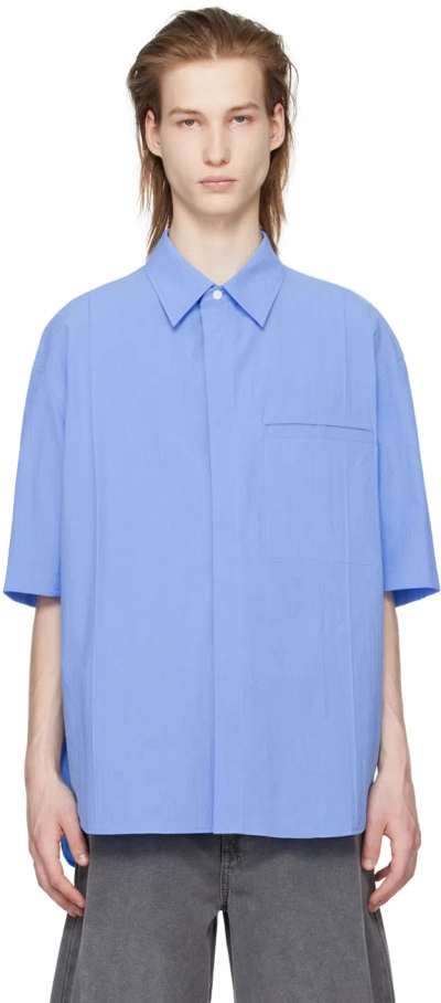 Solid Homme Blue Crinkled Shirt In 532l Blue