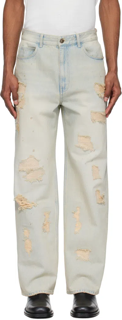 Solid Homme Blue Destroyed Jeans In 716l
