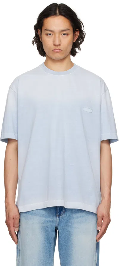 Solid Homme Blue Dyeing Back Logo T-shirt In 620l