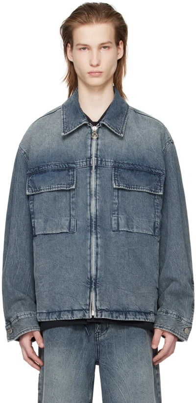 Solid Homme Blue Faded Denim Jacket In 325l Blue