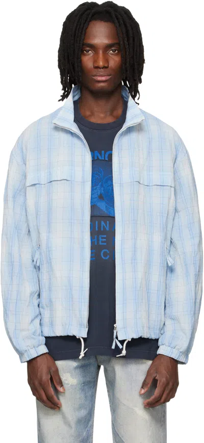 Solid Homme Blue High Neck Check Blouson Jacket