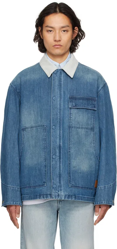 Solid Homme Blue Mid Length Denim Jacket In 325l