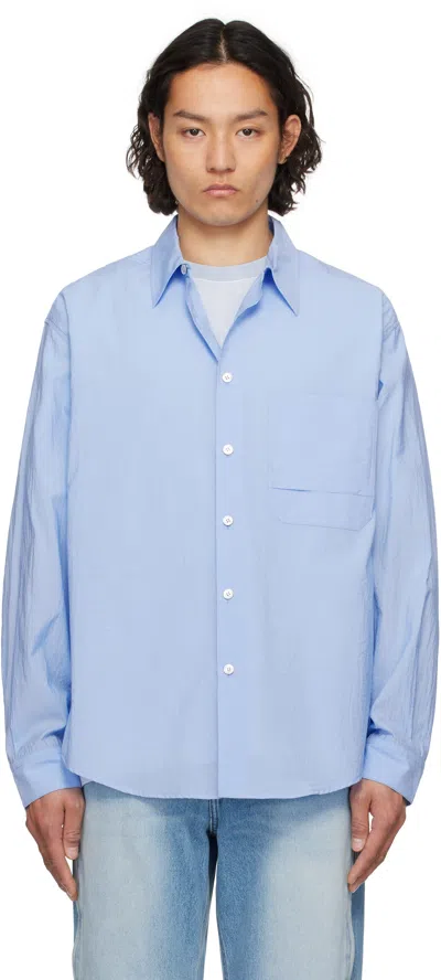 Solid Homme Blue Out Pocket Shirt In 415l
