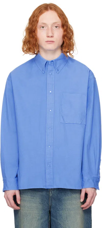 Solid Homme Blue Patch Pocket Shirt In 517l Blue