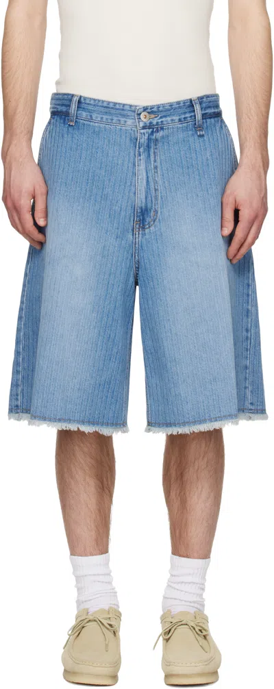 Solid Homme Blue Stripe Denim Bermuda Shorts