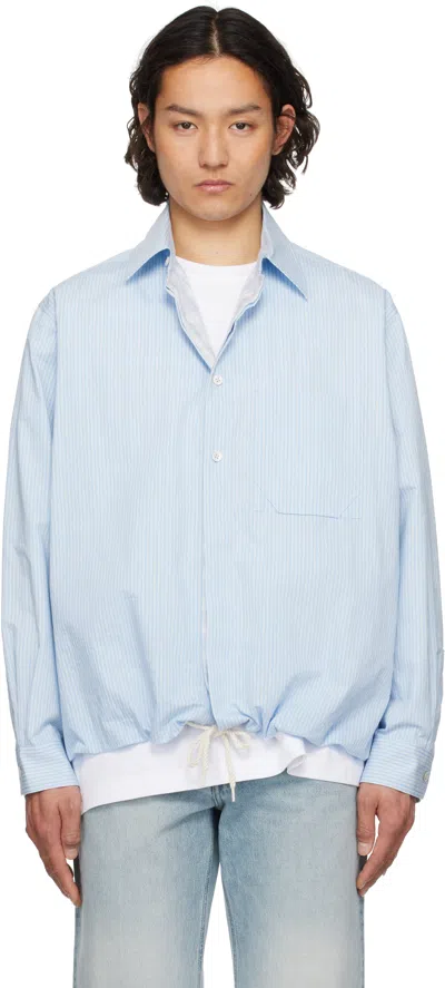 Solid Homme Blue Stripe Overshirt In 407l