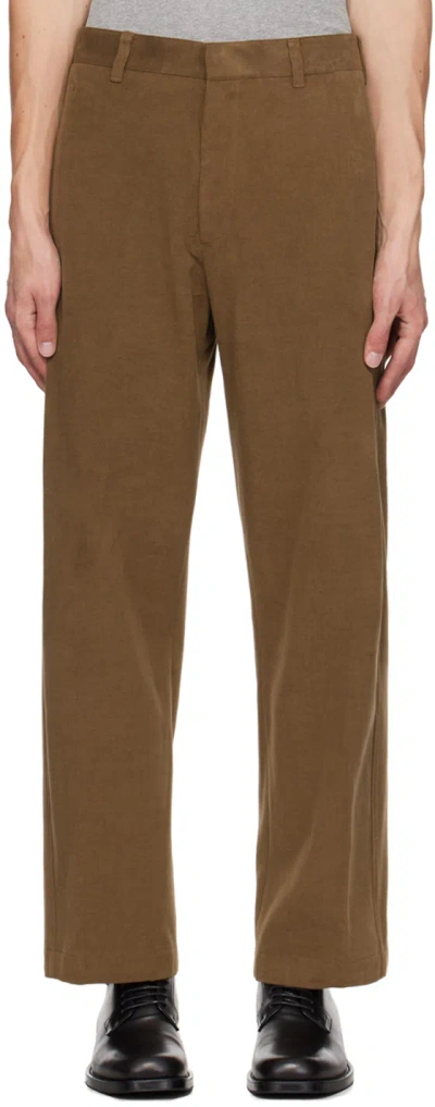 Solid Homme Brown Pleated Trousers In 412d Mud