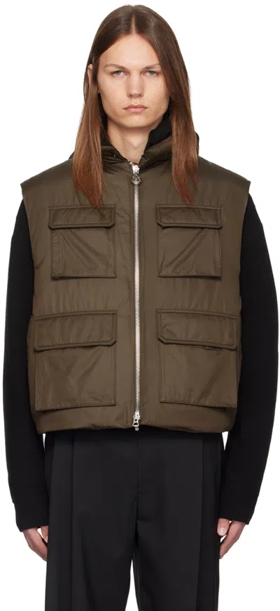 Solid Homme Brown Stand Collar Down Vest In 213d Mud