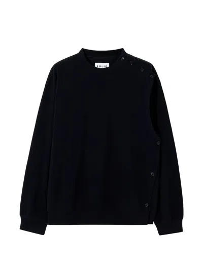 Solid Homme Button-detail Sweatshirt In Black