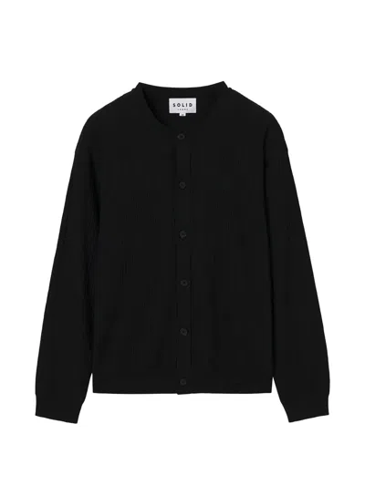 Solid Homme Button-up Cardigan In Black