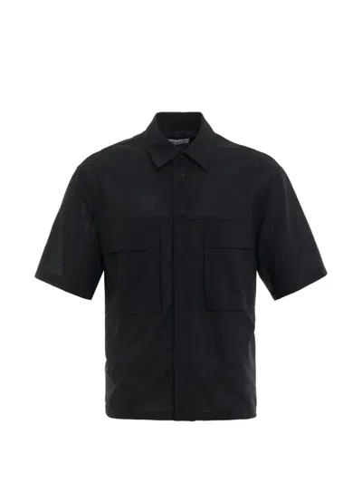 Solid Homme Chest-pockets Shirt In Black