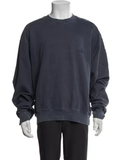 Pre-owned Solid Homme Crew Neck Long Sleeve Sweatshirt In Blue