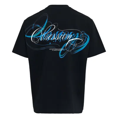 Solid Homme Cursive Obsession Back Print T-shirt In Black