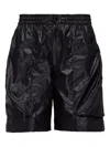Solid Homme Elastic-waist Cargo Shorts In Black