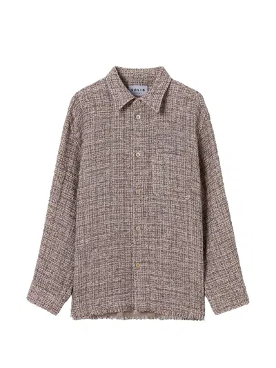 Solid Homme Frayed-edge Shirt Jacket In Multi