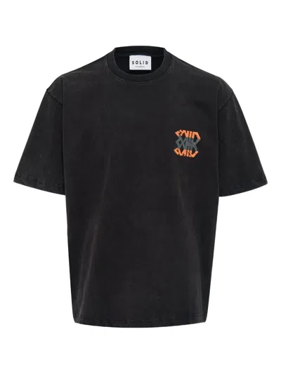 Solid Homme Graphic-print T-shirt In Black
