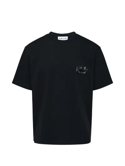 Solid Homme Graphic-print Logo-embroidered T-shirt In Black