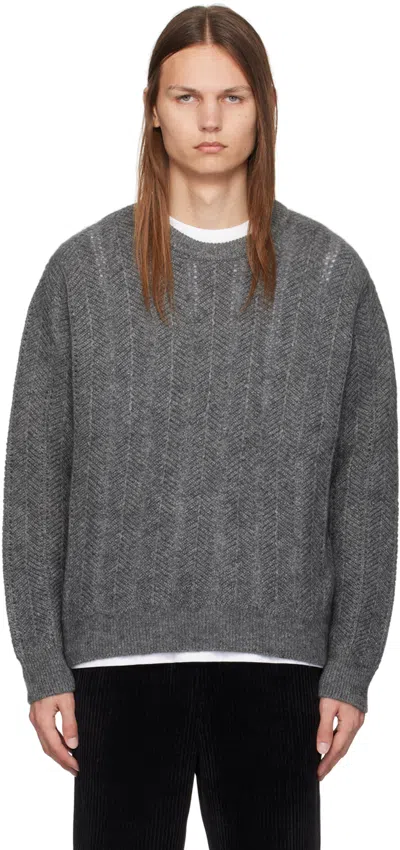 Solid Homme Gray Crewneck Sweater In 612g Grey