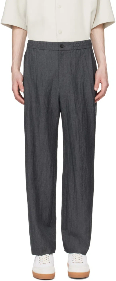 Solid Homme Gray Drawstring Trousers In 405g Grey