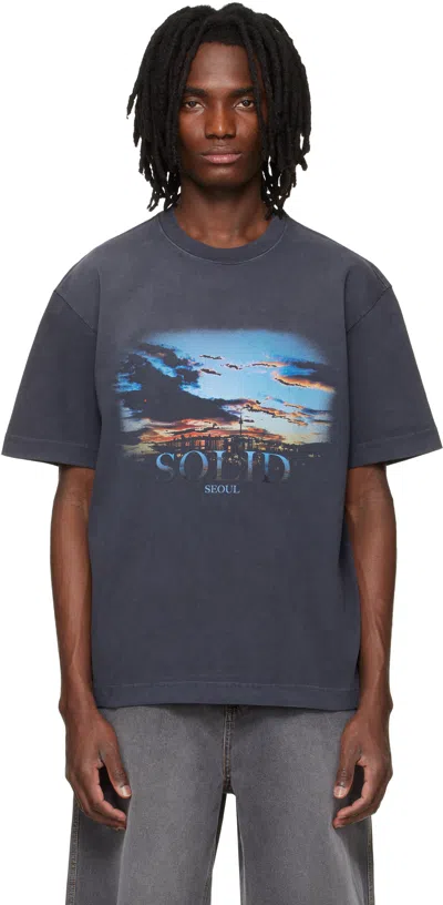 Solid Homme Gray Dropped Shoulder T-shirt