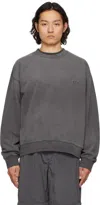 Solid Homme Gray Dyeing Back Logo Sweatshirt In 611g