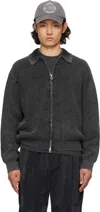 Solid Homme Gray Dyeing Zip-up Knit Jacket In 502g