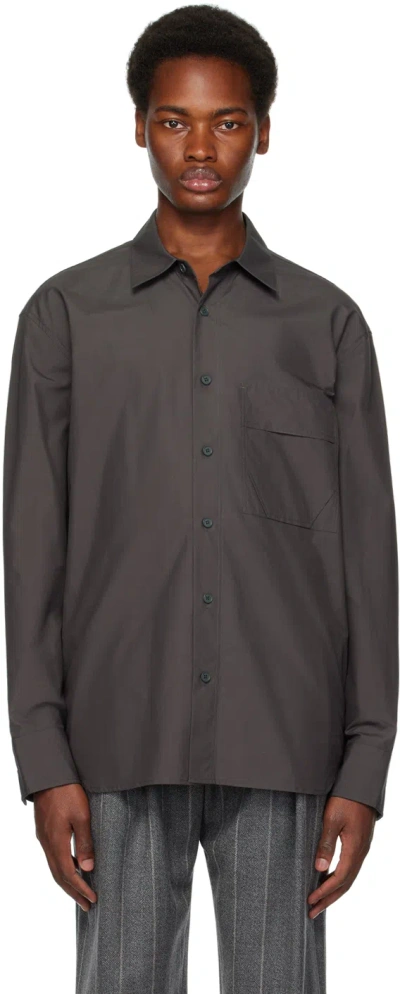 Solid Homme Gray Embroidered Shirt In 461g Grey