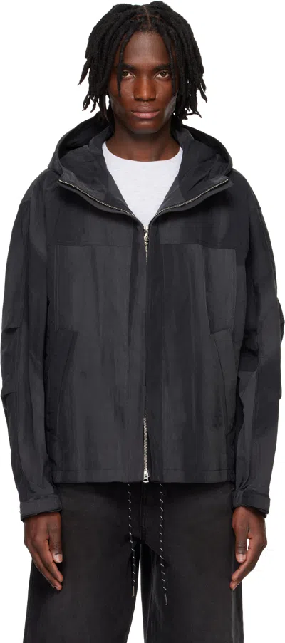 Solid Homme Gray Grunge Hoodie Shell Parka Jacket In 311g
