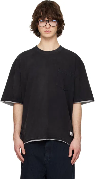 Solid Homme Gray Layered Short-sleeve T-shirt In Black