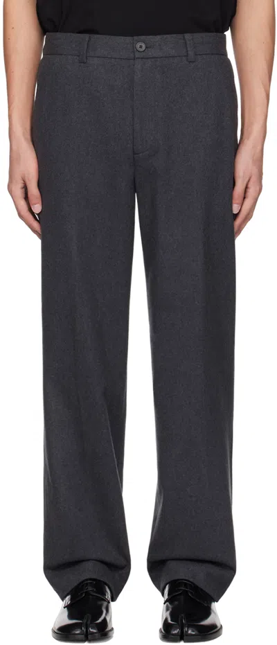 Solid Homme Gray Pleat Trousers In 827g Charcoal