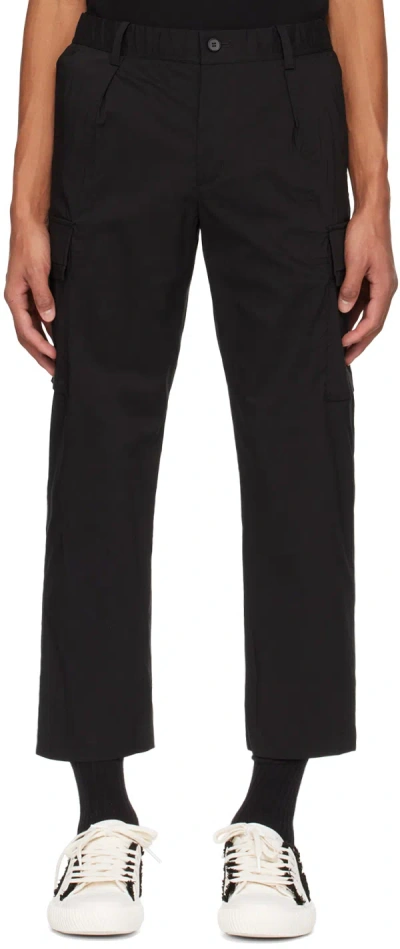 Solid Homme Black Pleated Cargo Pants In 731g Gray