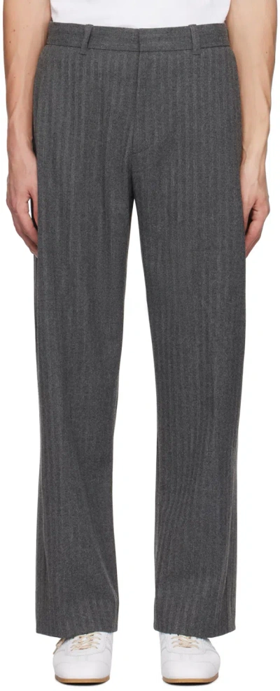 Solid Homme Gray Pleated Trousers In 804g Grey