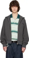 Solid Homme Gray Solid Back Logo Zip-up Hoodie In Gray