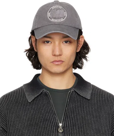Solid Homme Gray 'solid House' Cotton Ball Cap In 874g