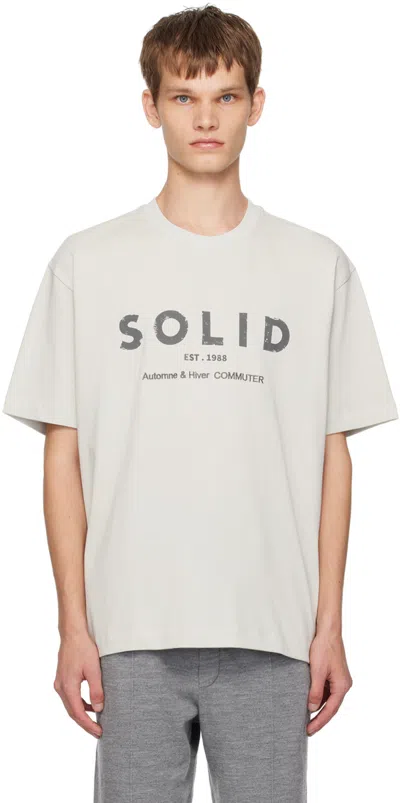 Solid Homme Gray 'solid' Logo T-shirt In 733g Grey