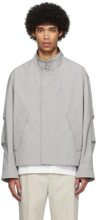 Solid Homme Gray Stand Collar Jacket In 310g Grey
