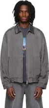 Solid Homme Gray Washed Cupro Blouson Jacket In Gray