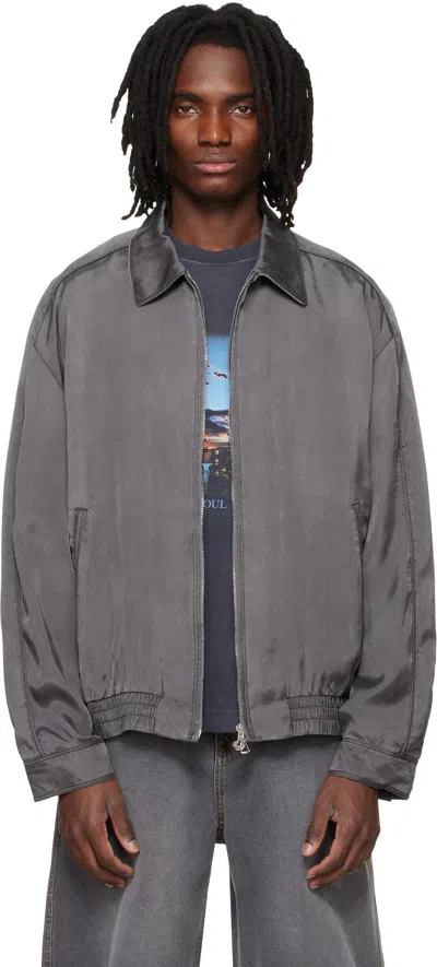 Solid Homme Gray Washed Cupro Blouson Jacket