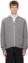 Solid Homme Gray Zip-up Sweater In 634g Grey