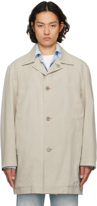 Solid Homme Khaki Canvas Coat In 102e