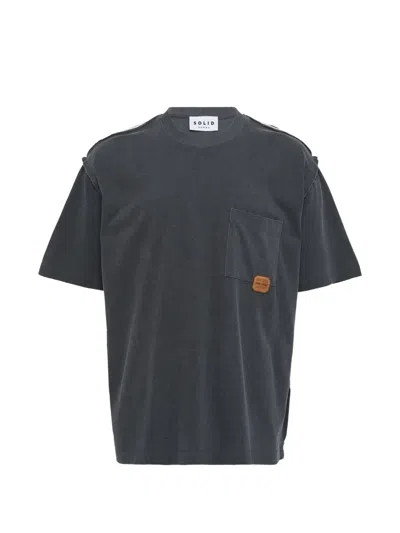 Solid Homme Logo-patch T-shirt In Gray