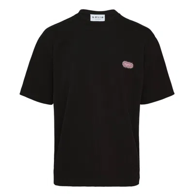 Solid Homme Logo Tee With Hairy Flocking In Black