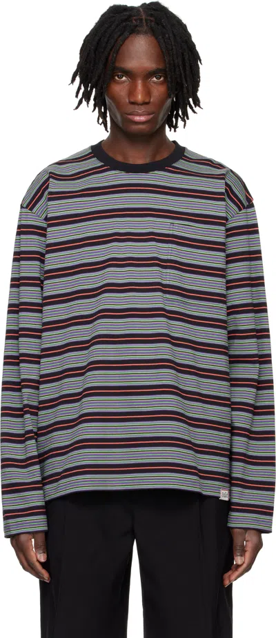 Solid Homme Multicolor Long Sleeve Striped T-shirt In 610f