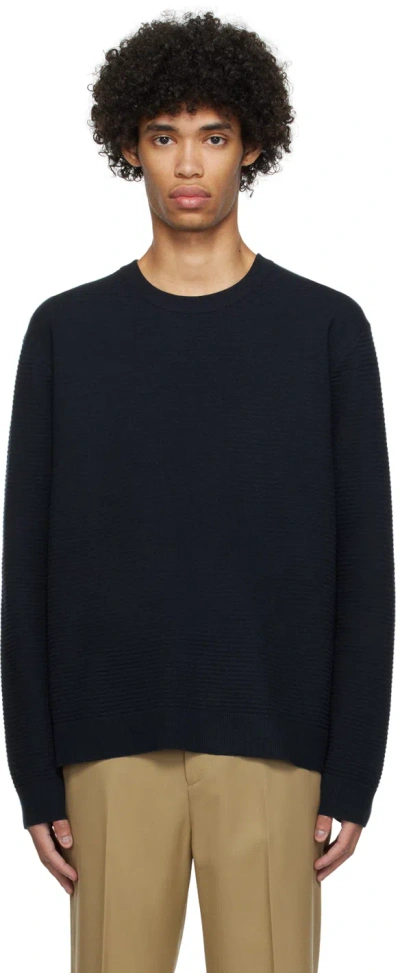 Solid Homme Navy Crewneck Sweater In 603n Navy