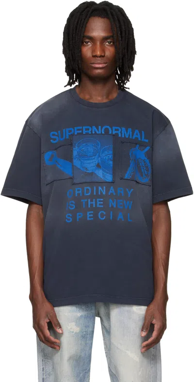 Solid Homme Navy Dropped Shoulder T-shirt In Blue