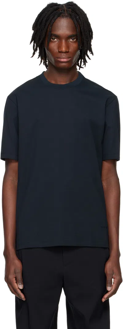 Solid Homme Navy Embroidered Logo T-shirt In 639n