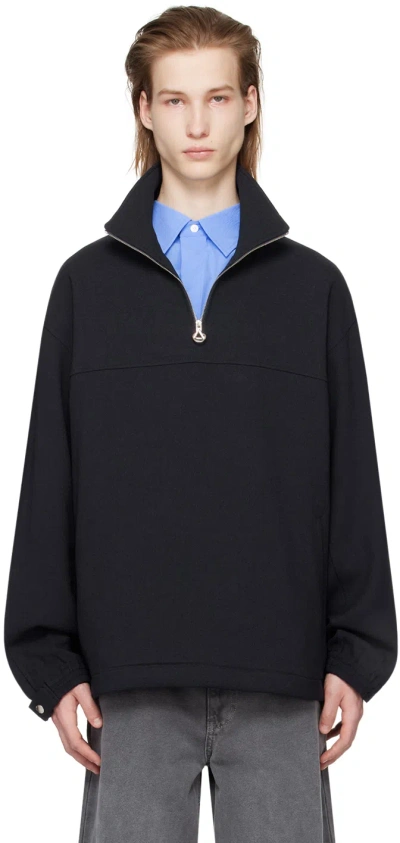 Solid Homme Navy Half-zip Sweater In 525n Navy