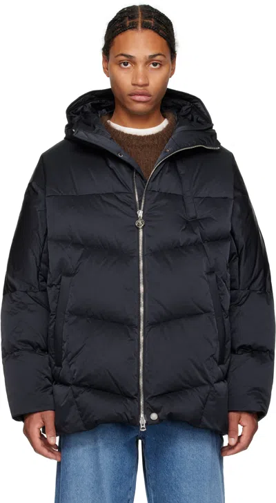 Solid Homme Navy Satin Down Jacket In 203n Navy