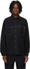 Solid Homme Navy Stitch Line Overshirt In 404b